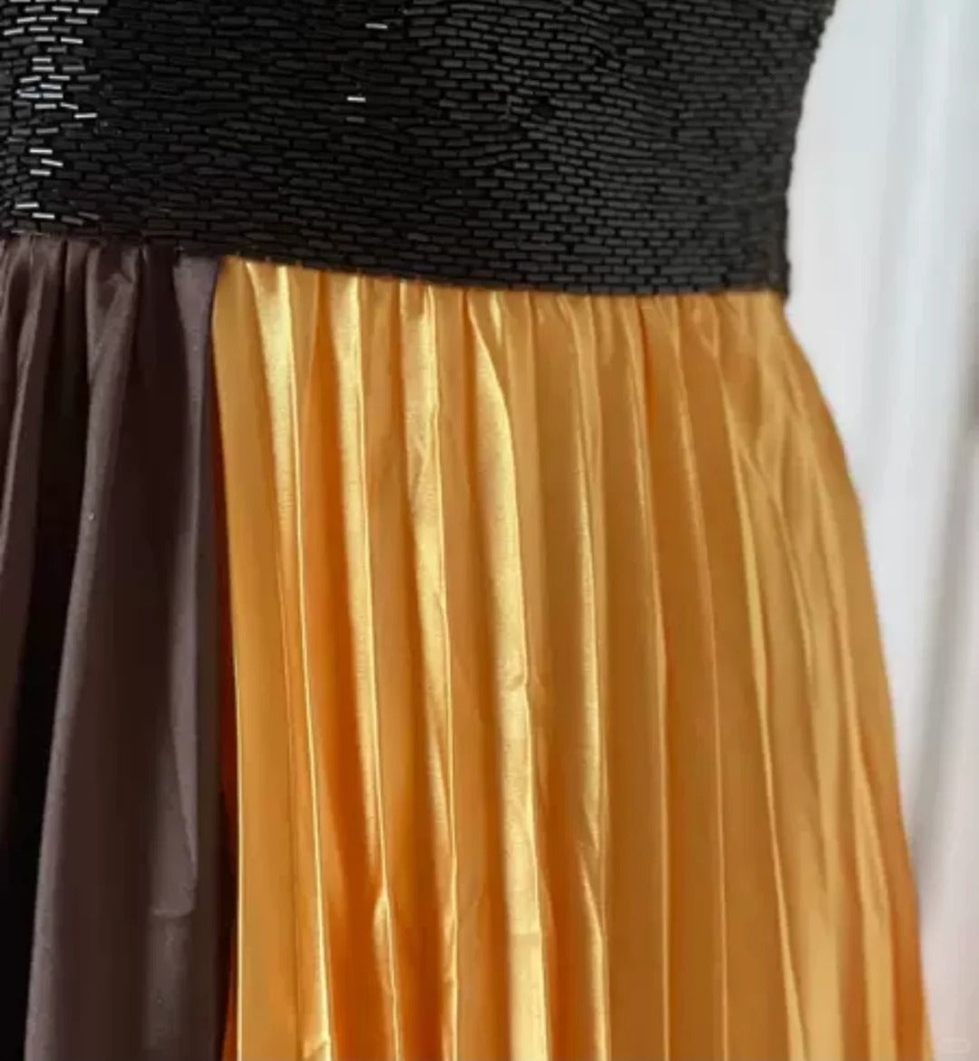 Robe de soirée longue en satin jaune à perles exquises, robe de bal tendance, gh4267