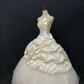 Light Apricot Satin Strapless Romantic Gown, Cinched Waist, Voluminous Princess Skirt, Wedding Dress & Bridal Gown gh8222