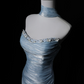 Light Blue Strapless Waist-Cinched Ruched Elegant Evening Dress, Fairy Gown, Romantic Gown gh7468