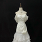 White Off Shoulder Vintage Romantic Long Gown, Embroidered Design, Cinched Waist & Slim Fit, Wedding Dress & Bridal Gown gh8177