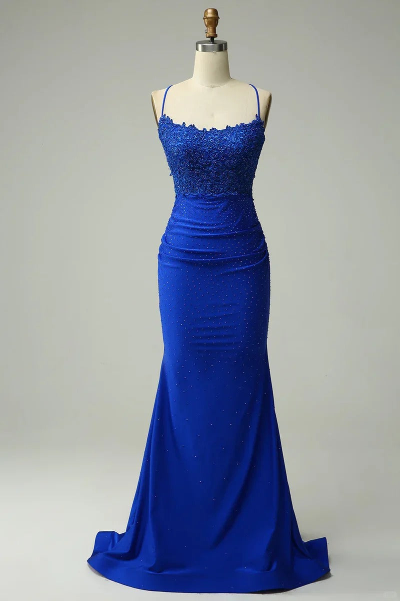 Blau/Grün/Rot Exquisite Glänzende Elegante Satin Lange Meerjungfrau Fit Bodenlangen Ballkleid Abendkleid Ballkleid gh4202