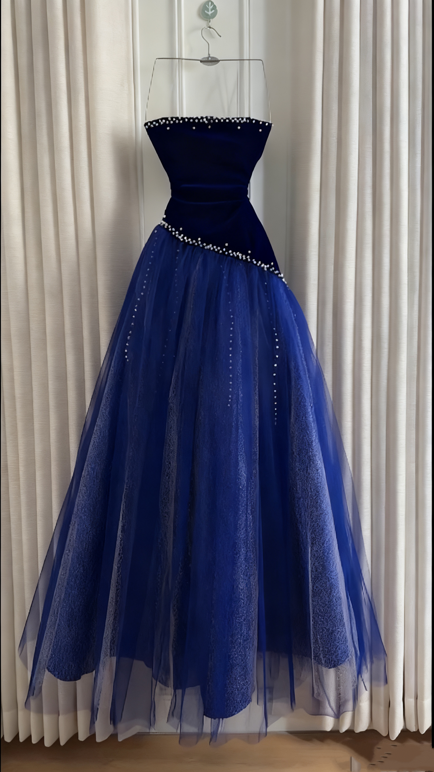 Sleeveless Burgundy Velvet & Tulle Gown | Luxury Elegant Pearl Trim Train Dress for Gala Ball gh6471