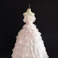 Blush Pink Strapless Cinched Waist Minimalist Elegant Voluminous Tiered Skirt Romantic Dress, Wedding Gown gh8003