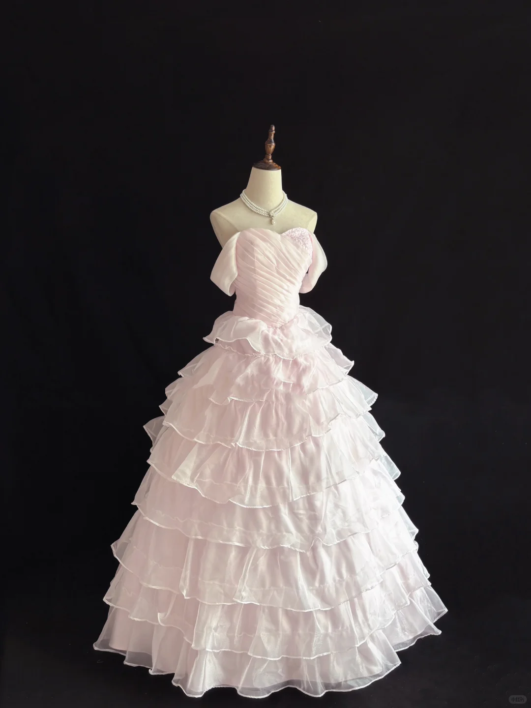 Blush Pink Strapless Cinched Waist Minimalist Elegant Voluminous Tiered Skirt Romantic Dress, Wedding Gown gh8003