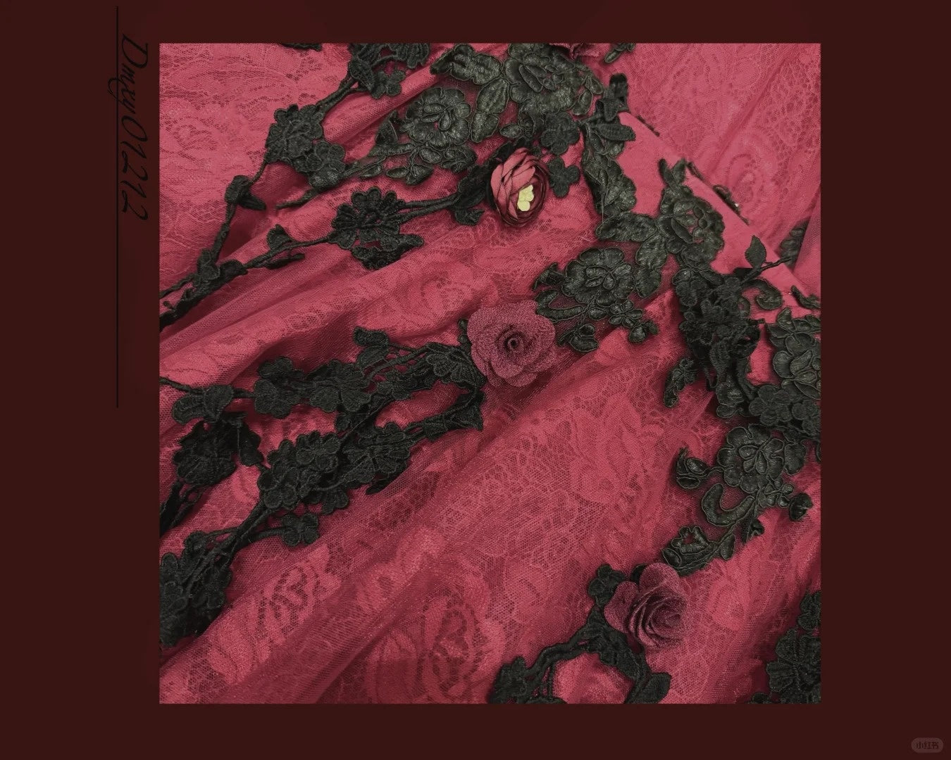 Burgundy Mysterious Red Rose Gorgeous Exquisite Lace Tulle Long Floor-Length Trailing Ball Gown Evening Gown gh4253