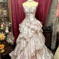 Rosa Mode Vintage Elegante Exquisite Perlen Süße Elegante Lange Layered Tüll Bodenlangen Ballkleid Abendkleid Brautkleid gh4159