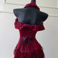 Burgundy Vintage Long Satin Ball Gown Birthday Party Dress Evening Dress gh4409