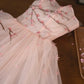 girlhomeshops- Vintage Peach Pink Plum Blossom 3D Embroidered Strapless Tulle Chinese Style Evening Gown gh6034