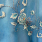 Robe de soirée longue en satin bleu à fleurs, élégante, robe de demoiselle d'honneur, gh4464