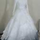 Formal Dress White-Blue Gradient Tulle High-Neck Long-Sleeve Tiered Train Gown Wedding Dress  gh6390