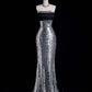 Silberne Pailletten glänzende wunderschöne elegante schöne lange Pailletten bodenlanges Ballkleid Abendkleid gh4112