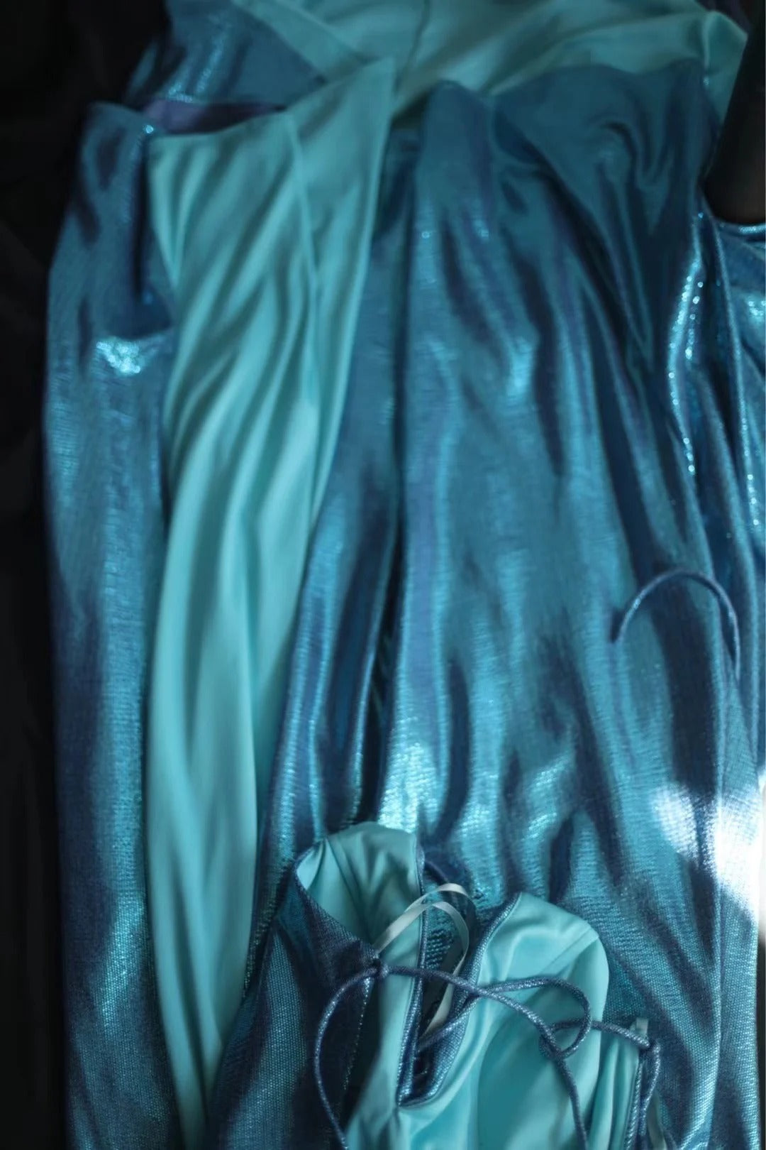 Blaues elegantes Satin-Lang-Meerjungfrauen-Schlankschnitt-Bodenlanges Ballkleid-Abendkleid-Abschlussballkleid gh4201