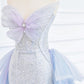 🦋Blauer Schmetterling, wunderschön glänzend, elegant, mit Pailletten besetzt, langes Meerjungfrau-Ballkleid aus Tüll, gh4272