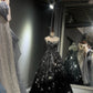 Girlhomeshops -Black silver gradient shimmering long sequined tulle ball gown evening dress gh5109