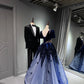 Girlhomeshops -Blue shiny long sequined tulle ball gown evening dress graduation dress gh5110