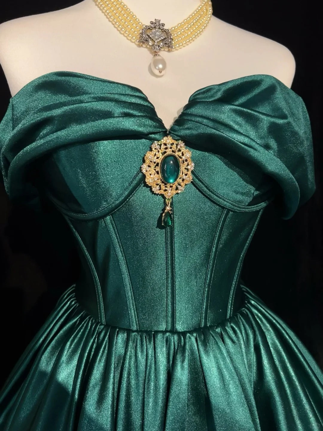 Grünes Prinzessinnen-Juwelen-Kurzkleid, modisches Retro-Heimkehrkleid, Ballkleid, Abendkleid, gh4366