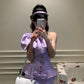 Purple Barbie Short One Shoulder Fashion Party Dress Satin gh6638