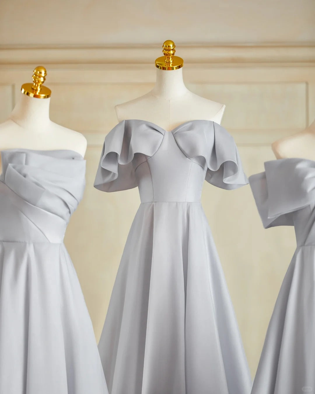 Silbergrau Elegante Mode Lange Satin Ballkleid Abendkleid Partykleid Brautjungfernkleider Ballkleid gh3997