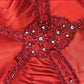 Red Vintage Floral Long Satin Prom Dress Birthday Party Dress Evening Dress gh4413