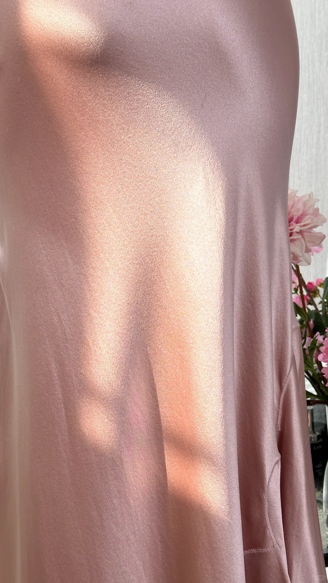 Robe de soirée longue en satin rose, élégante et romantique, sexy, gh4401