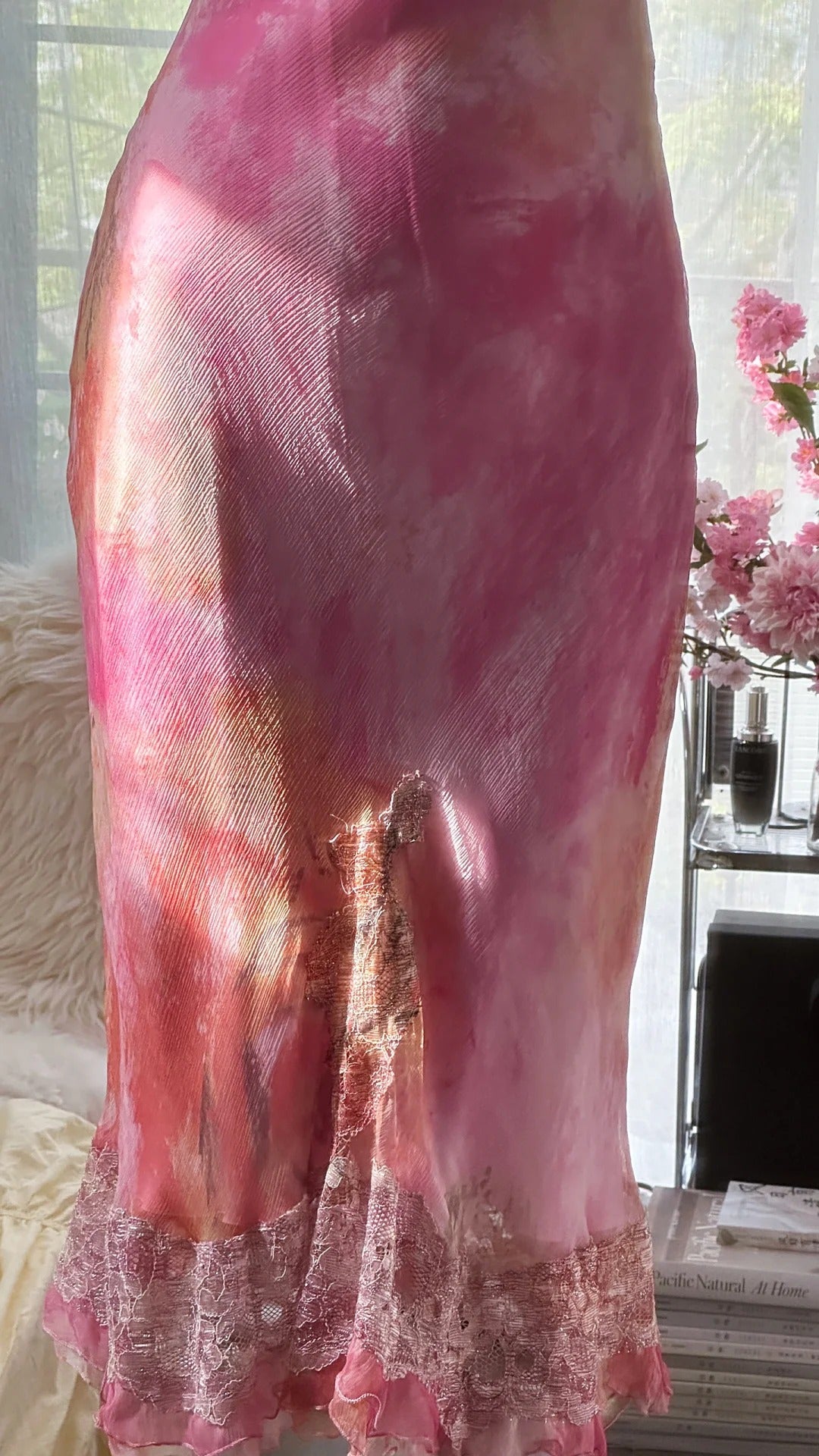 Rosa wunderschöne Farbverlauf exquisite Perlen Spitze lange Chiffon Fee Ballkleid Abendkleid Hochzeit Partykleid Ballkleid Abschlussballkleid Datum Kleid gh3990