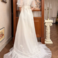 Ivory Vintage Tulle Wedding Gown, High Neck, Flare Mid‑Sleeves, 3D Floral Lace Appliqués, Empire High Waist, Multi‑Ruffle Hem Long Train Prom Dress gh8635