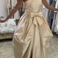 Off-white stylish elegant long satin ball gown evening dress reception wedding dress gh3205