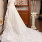 Ivory Vintage Lace Tulle Wedding Gown, High Neck Sheer Lace Over Sweetheart Neck, Long Lace Sleeves With Flared Cuffs, Multi‑Tiered Ruffle Lace Cake Skirt, Prom Dress gh8636