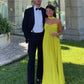Robe de soirée longue en mousseline de soie élégante à la mode jaune robe de soirée pour invités de mariage gh3430