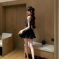 Black Strapless Lace Homecoming Dress Chiffon Mini Prom Gown gh9407