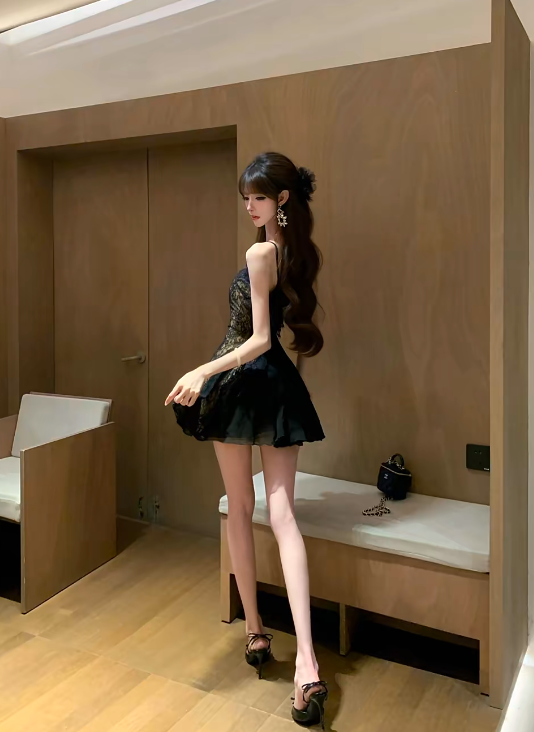 Black Strapless Lace Homecoming Dress Chiffon Mini Prom Gown gh9407