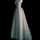 ✨Girlhomeshops-Sage green A-line long tulle gown gh10164