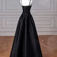 Robe de soirée longue en satin, élégante et simple, noire, rouge et bleu marine, coupe trapèze, robe de bal, gh3573