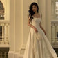 White solid color fashion elegant A-line square neck ball gown ankle length long chiffon evening gown party dress gh2737 gh2737