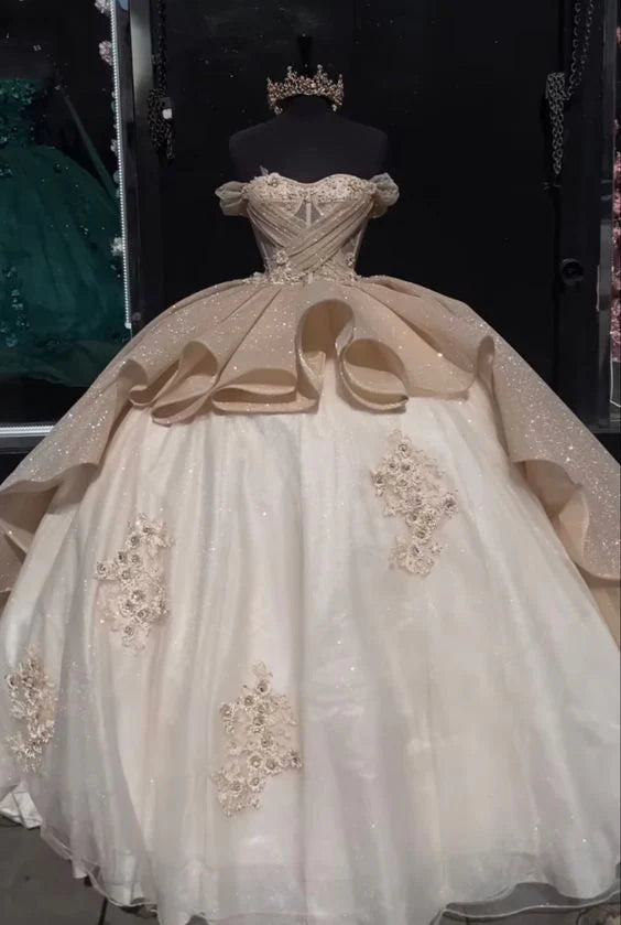 girlhomeshops-Quinceanera Kleider Prinzessin Langes Süßes Ballkleid für 16-Jährige gh6299