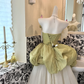 Light Green Strapless Waist-Cinched Voluminous Skirt Long Romantic Dress, Wedding Gown gh7642