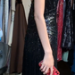 Black Halter Deep V Sequin Pleated Sheath Long Evening Prom Dress gh9772
