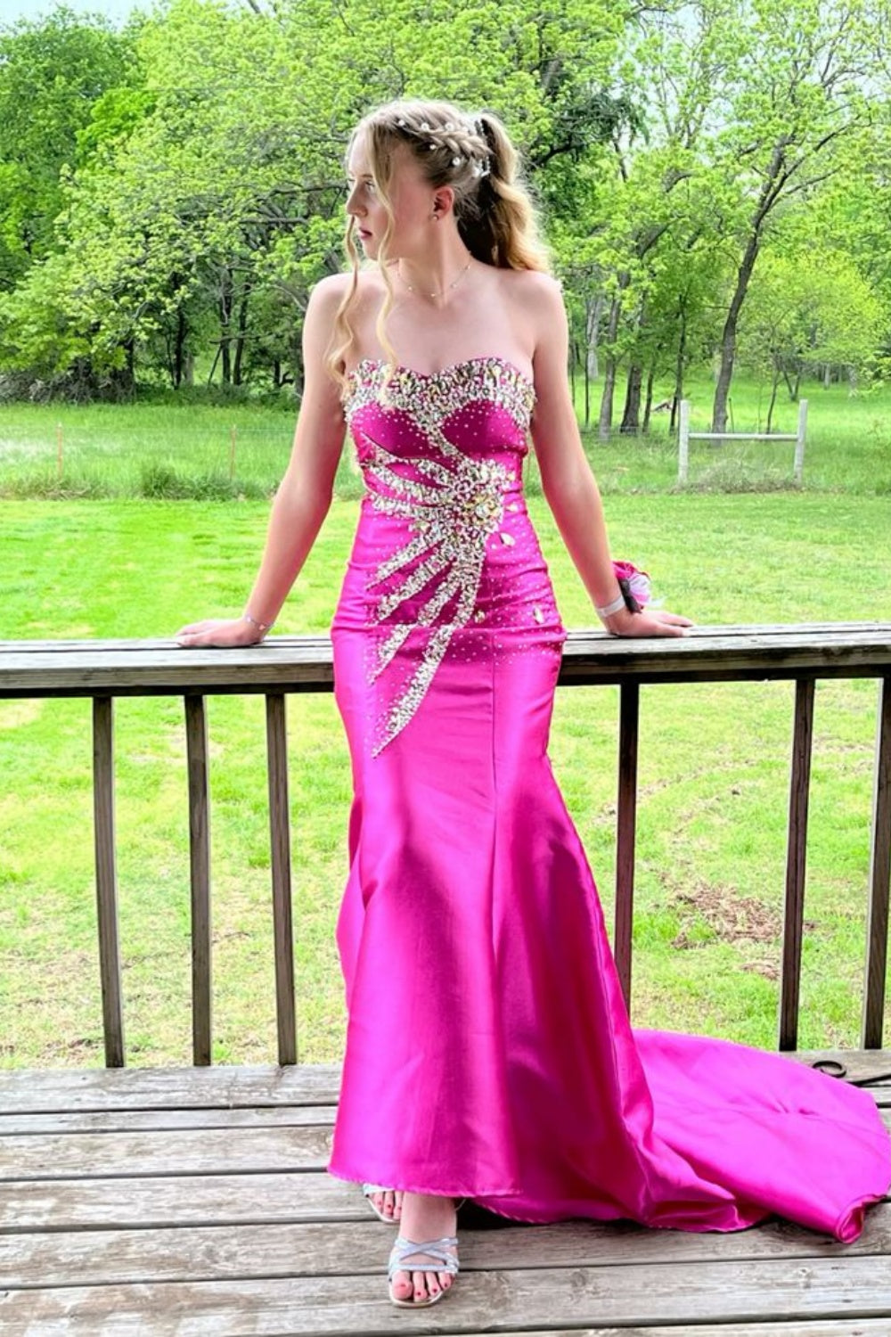 girlhomeshops-Festliches Kleid mit zarten rosa Perlen gh6117