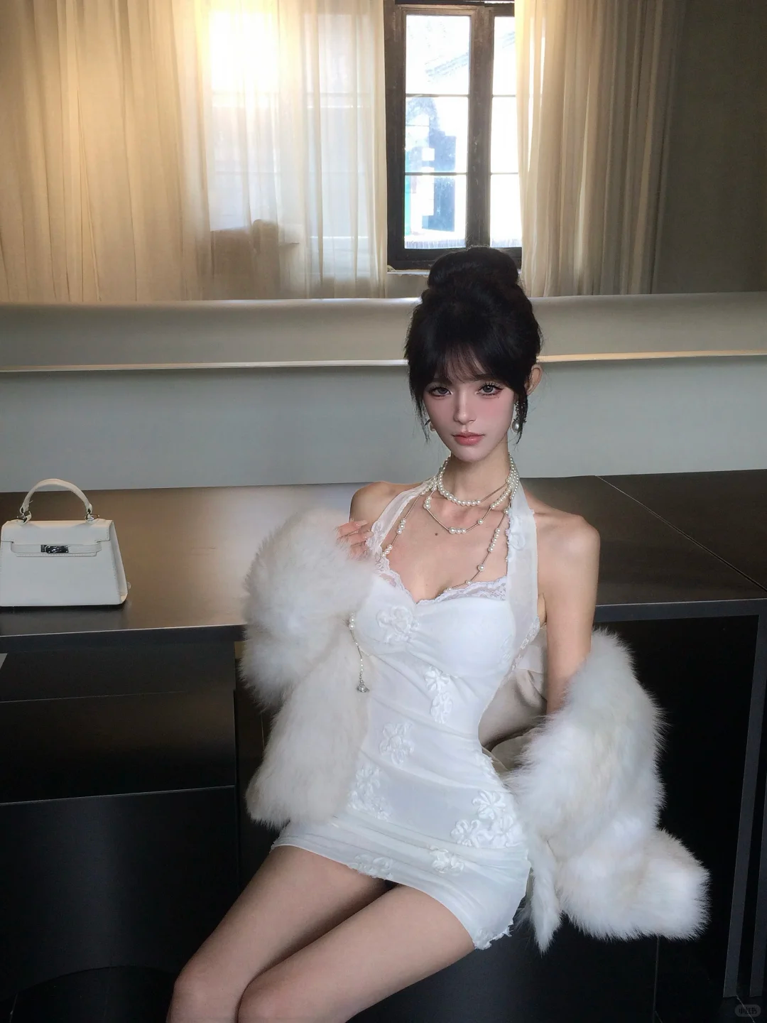 Women Elegant White Halter Homecoming Dress Floral Applique Lace V Neck Bodycon Short Party Gown gh9434