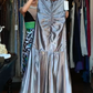 Strapless Square Neck Metallic Gray Satin Ruched A Line Long Evening Prom Dress gh9770