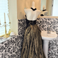 Gilded Gold Strapless Waist-Cinched Luxurious Vintage Romantic Gown gh7554