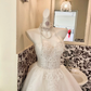 Ivory Vintage Elegant Strapless Embroidered Cinched Waist Full Flared Skirt Long Romantic Dress, Wedding Gown gh7789