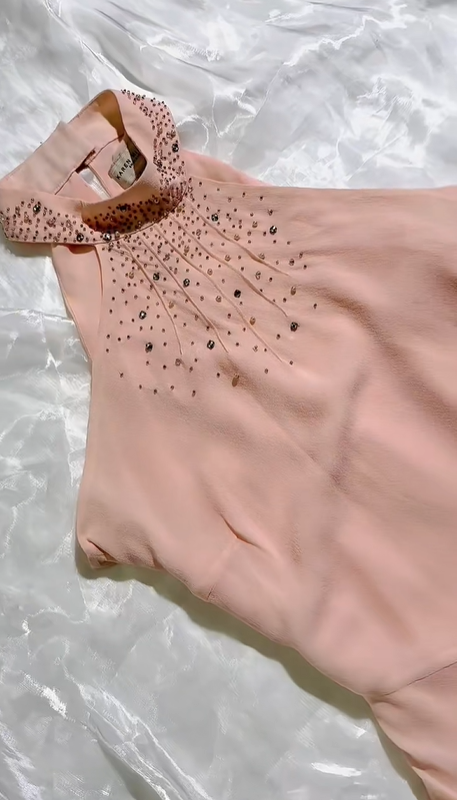 Elegant Vintage Light Pink Halter Fitted Waist Slim Prom & Evening Party Dress gh8520