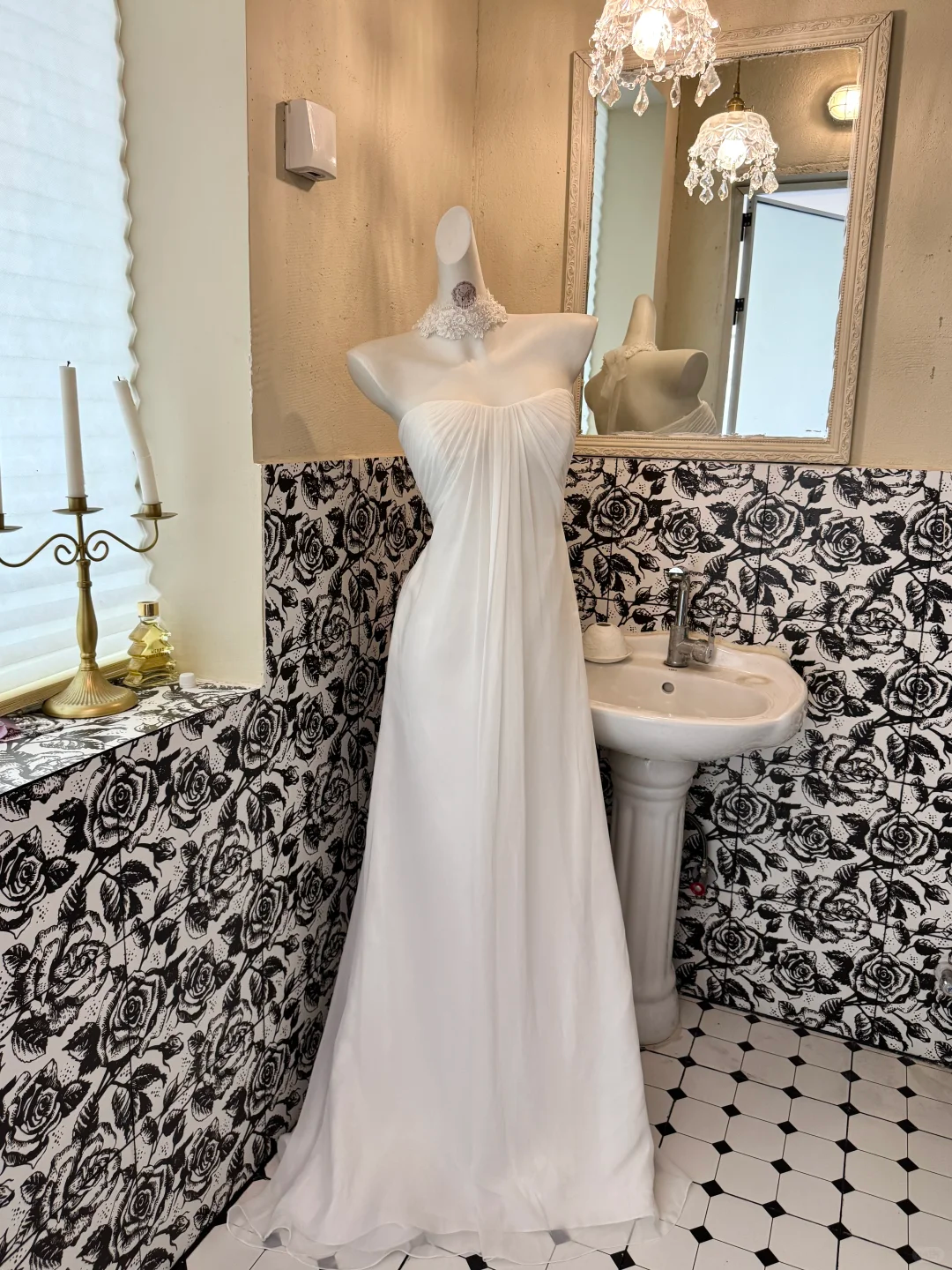White Strapless High Waist Slimming Lightweight Romantic Dress, Wedding Gown gh7633