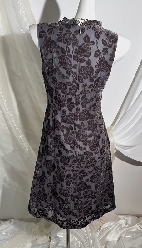 Sexy Vintage Dark Brown Sleeveless Prom & Evening Party Dress, Printed Pattern, Fitted Waist Silhouette gh8562
