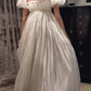 girlhomeshops-Short-Sleeved Dress White Simple Casual Retro Fashion Long Prom Dress Artistic Puff Sleeve Maternity Dress gh5852