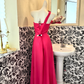 Magenta One-Shoulder Waist-Cinched Sexy Elegant Romantic Dress, Wedding Gown gh7586