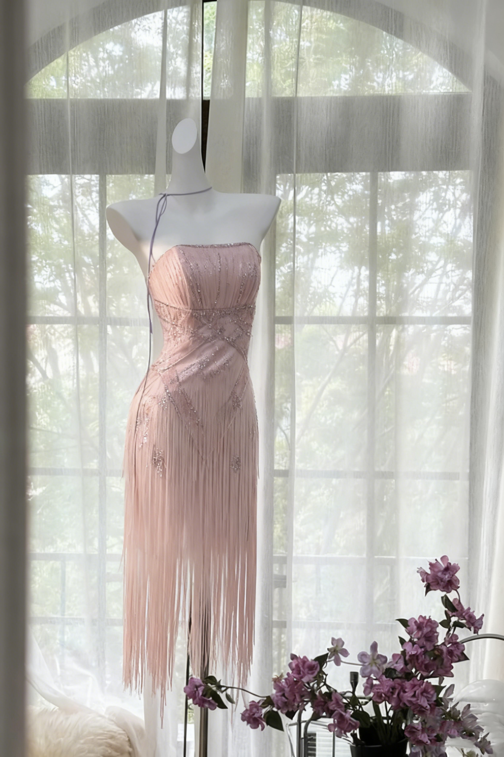 Lila, wunderschön, exquisite Perlenspitze, langes Chiffon-Heimkehrkleid, Ballkleid, Abendkleid, Hochzeitspartykleid, Abschlussballkleid, Datumskleid, gh3988