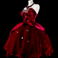 girlhomeshops-Red short birthday dress, tulle back-to-school dress gh6140