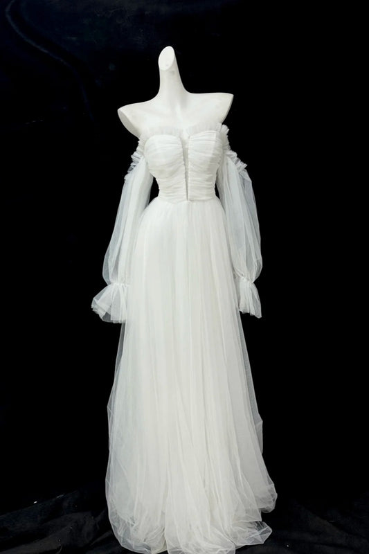Girlhomeshops--White fantasy dress long tulle prom dress gh5477